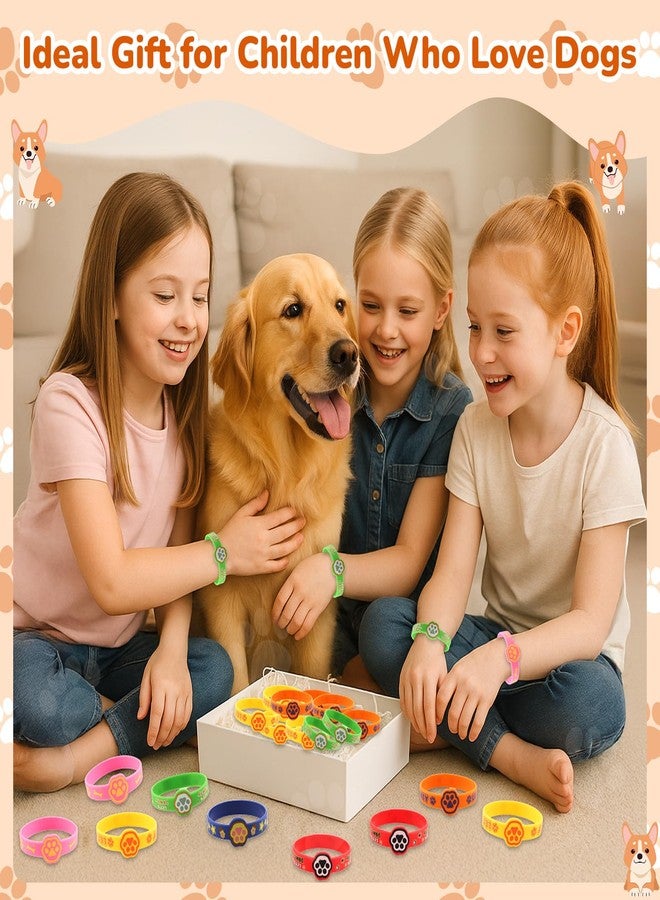 ANJUU 24 Pcs Dog Paw Party Favors Birthday Supplies for Kids, Multicolor Paw Print Silicone Wristbands Bracelets Bulk for Goodie Bag Stuffer Class Prize Christmas Easter Dog Themed Party Favors Gift - Image 5